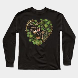 Locks of Love - Vintage Keys in a Celtic Floral Heart Long Sleeve T-Shirt